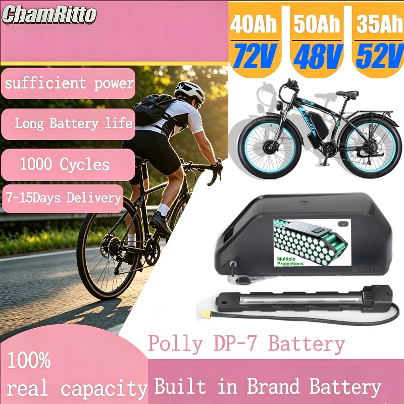 72V 50Ah 21700 Lithium Battery - ChampionPolly Ebike 48v50ah Fietsaccu Downtube Hailong