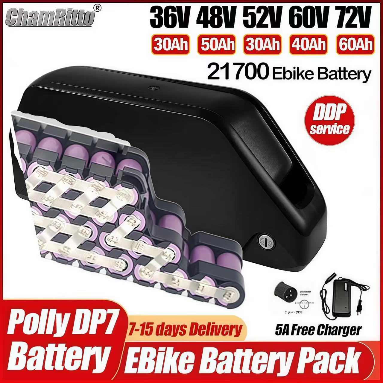 72V 50Ah 21700 Lithium Battery - Hailong elektrische fiets 36V 48V 52V