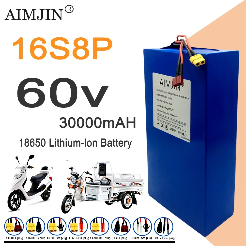 60V 50Ah Electric Scooter Battery - 16S8p 1000-3000W Gloednieuwe Lithium Batterij 60V