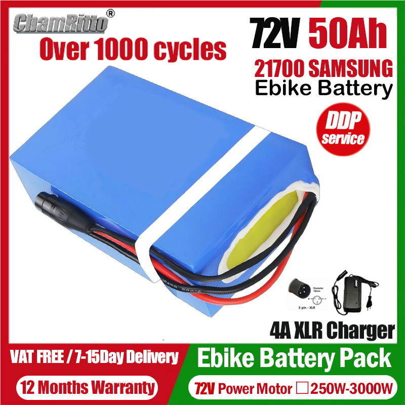 72V 50Ah 21700 Lithium Battery - 72V Elektrische Fiets Cham-Rider 84V 3000W