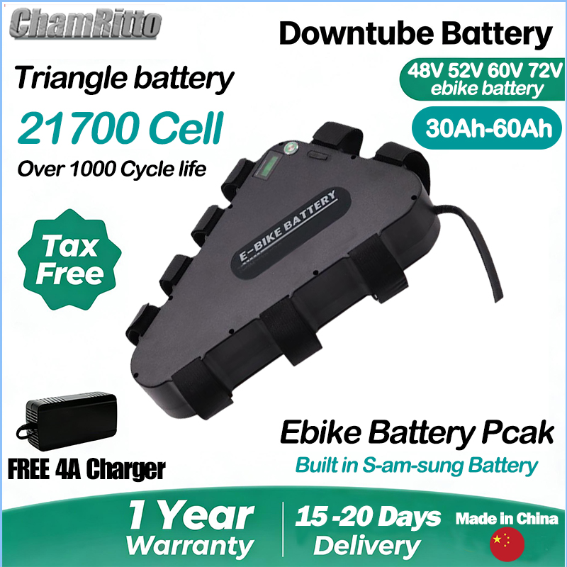 72V 50Ah 21700 Lithium Battery - 60V 72V 3000W Driehoekige Elektrische Fietsbatterij