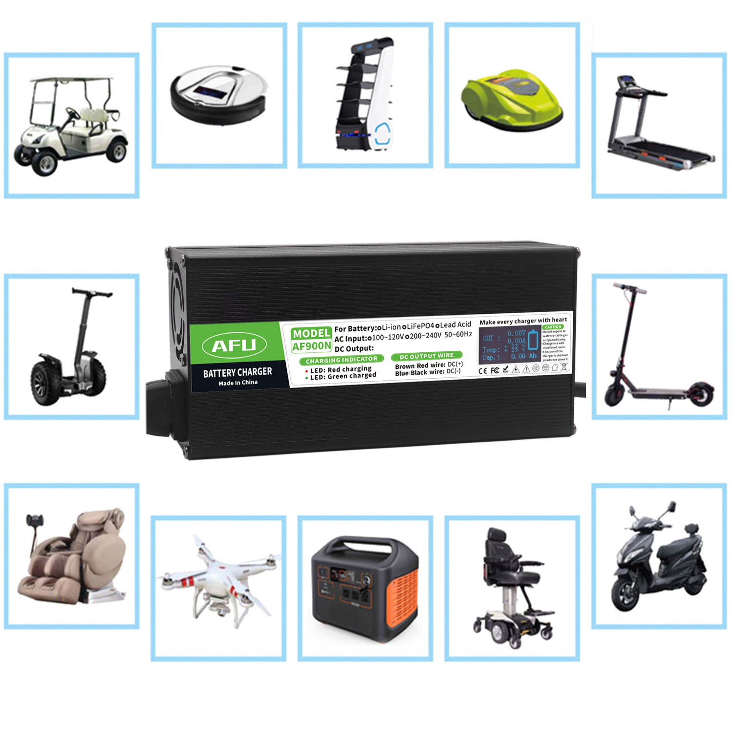 84V 20A Smart Charger - 58.4V 15A LiFePO4 Batterijlader Met Oled-scherm