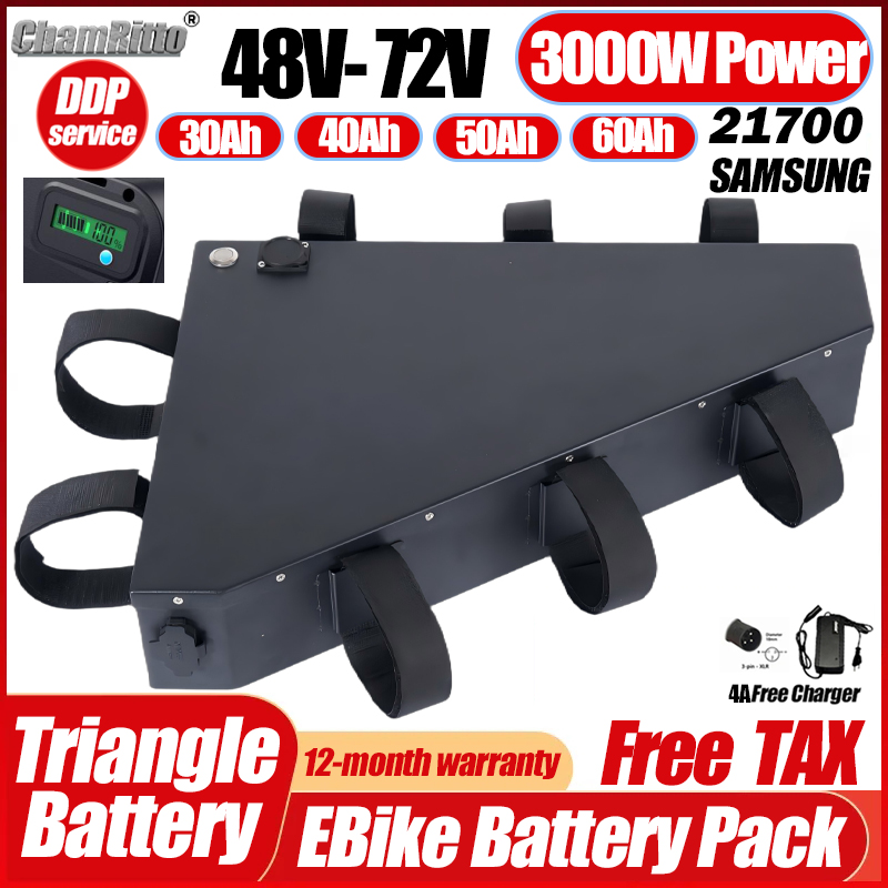 72V 50Ah 21700 Lithium Battery - Elektrische Fiets 36v 48v 52v 2000w