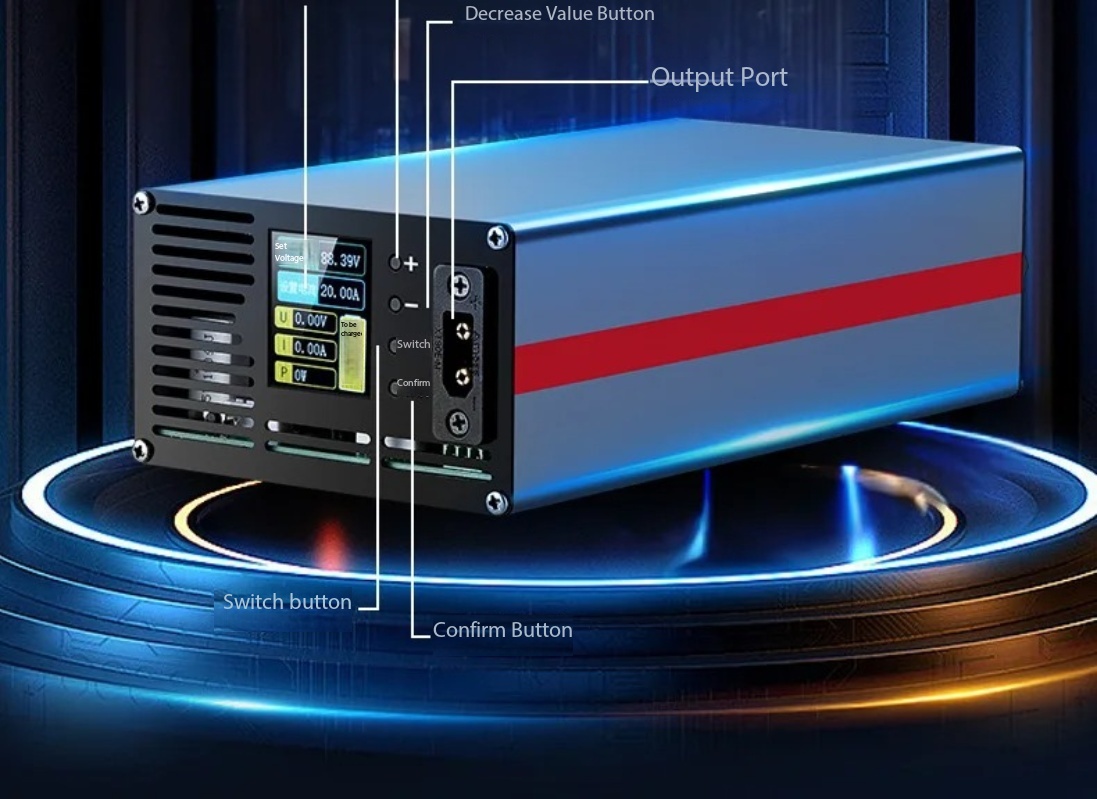 Slimme verstelbare lithium-bat - 72V 15A Fast Charger recensie en prijs