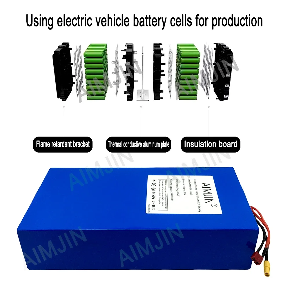 16S8p 1000-3000W Gloednieuwe L - 60V 50Ah Electric Scooter Battery recensie en prijs