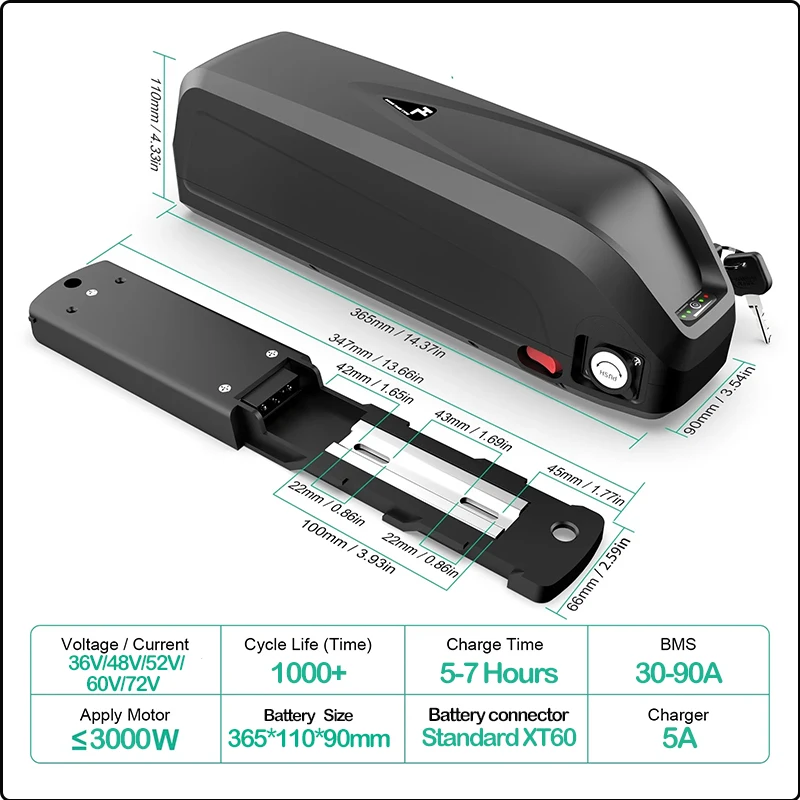 E-bike accu 21700 Hailong Poll - 72V 50Ah 21700 Lithium Battery recensie en prijs