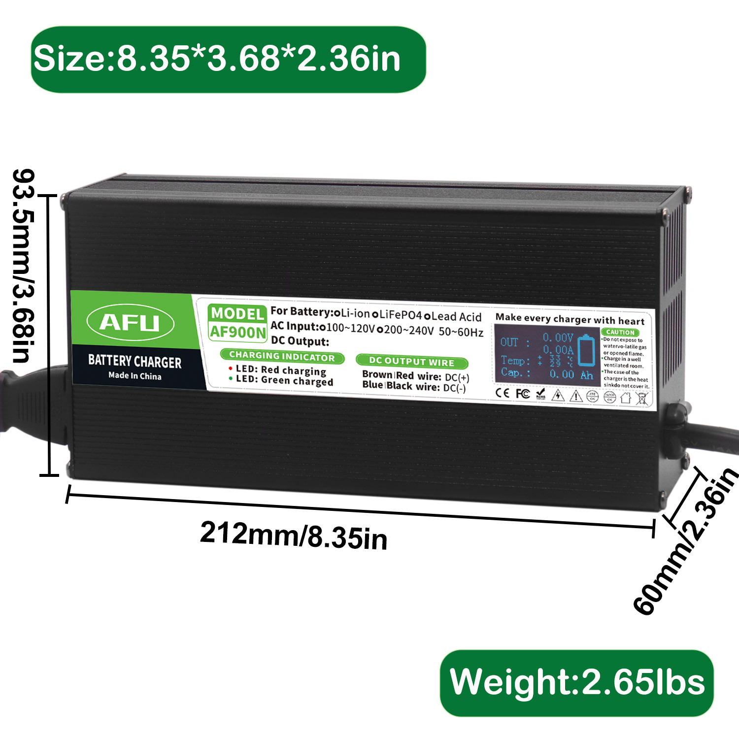 58.4V 15A LiFePO4 Batterijlade - 84V 20A Smart Charger recensie en prijs