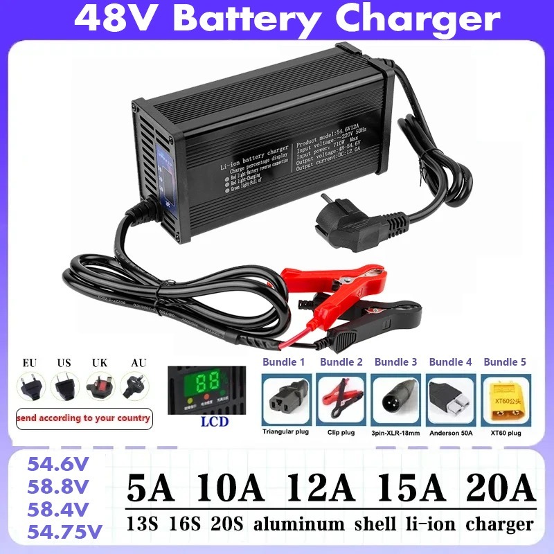 High-power 48V 5A 8A 10A 12A 1 - 84V 20A Smart Charger recensie en prijs